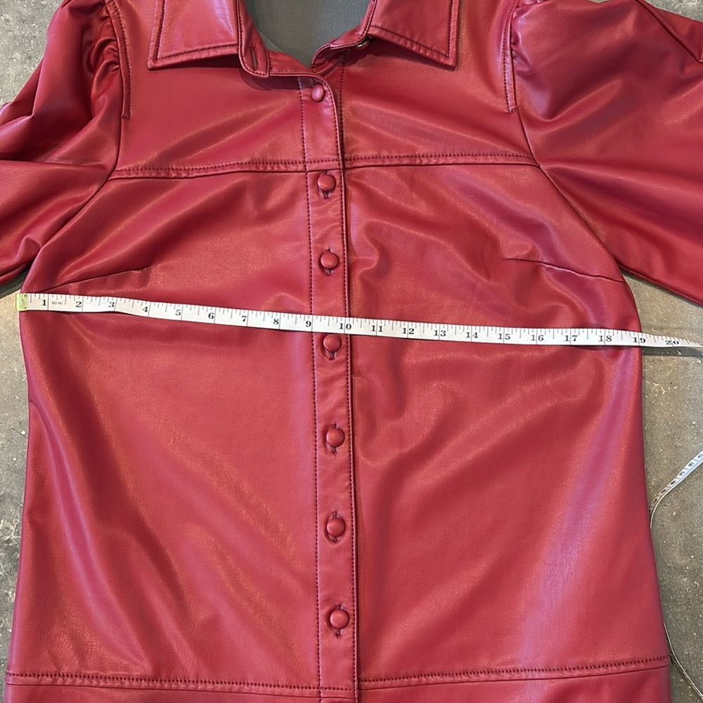 Anthropologie faux leather red dress - Picture 7 of 9